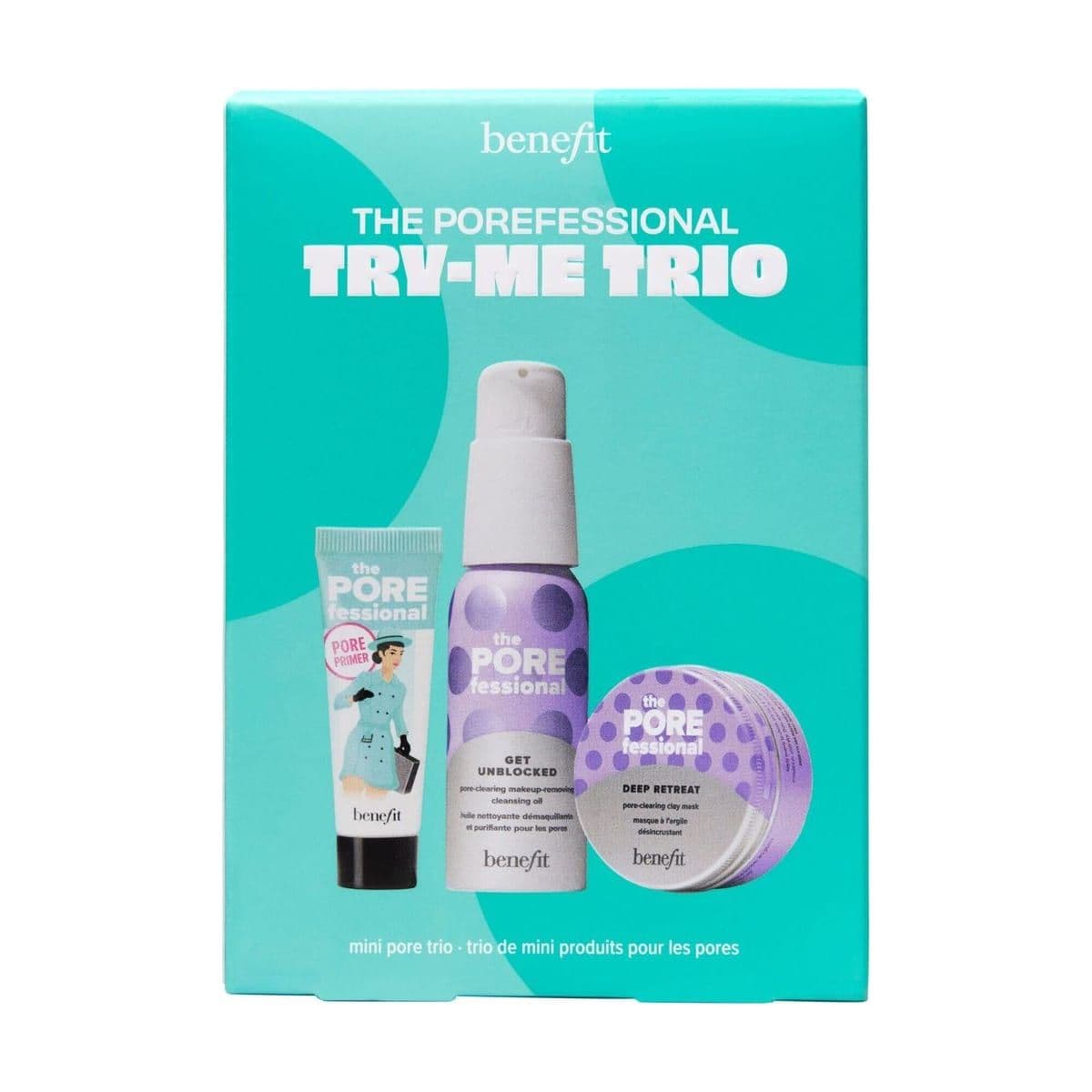 Embalagem de Kit Benefit The Porefessional Try Me Trio